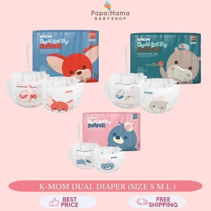 NEW K-MOM DUAL STORY DIAPER ( POPOK BAYI KMOM S M L ) ORI