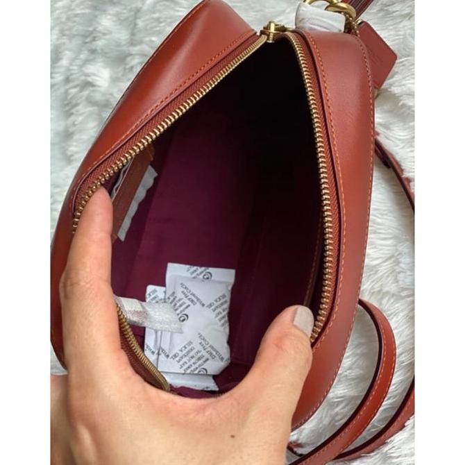 [ORIGINAL] COACH Camera Bag In Signature Canvas Brown Tan Rust murah