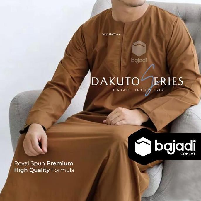 NEW BAJADI JUBAH PRIA DAKUTO SERIES COKLAT PANJANG SLIMFIT PREMIUM GAMIS MUSLIM DEWASA REMAJA ROYAL 