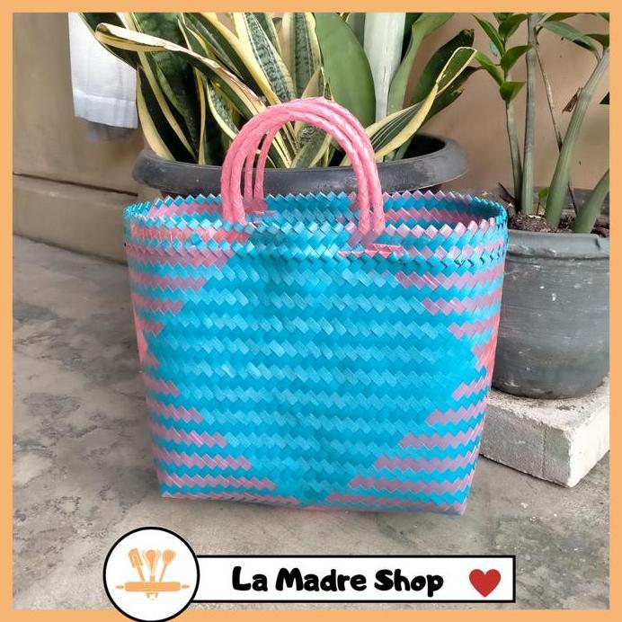 KANTONG BELANJA ( Uk. Jumbo ) Tas Unik dari Anyaman Tali Plastik Kaca murah