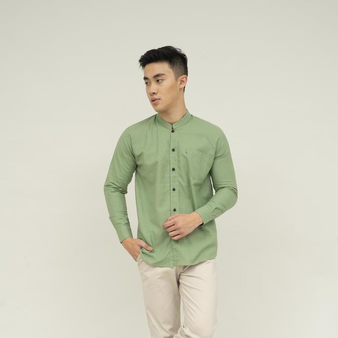 NEW HOUSEOFCUFF KEMEJA KOKO LENGAN PANJANG PRIA HIJAU MINT