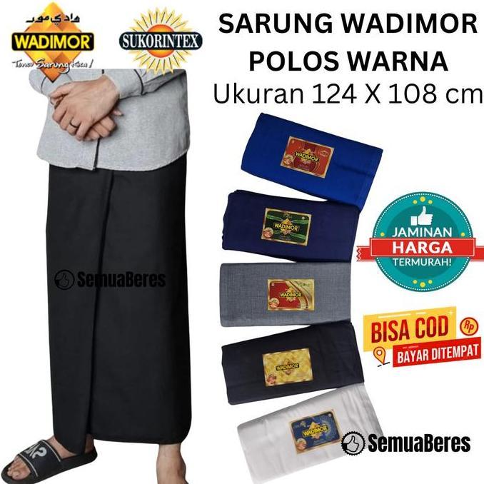 NEW SARUNG WADIMOR POLOS WARNA HITAM / PUTIH / ABU / NAVY / BIRU / TUMPAL - SARUNG SHOLAT PRIA DEWAS