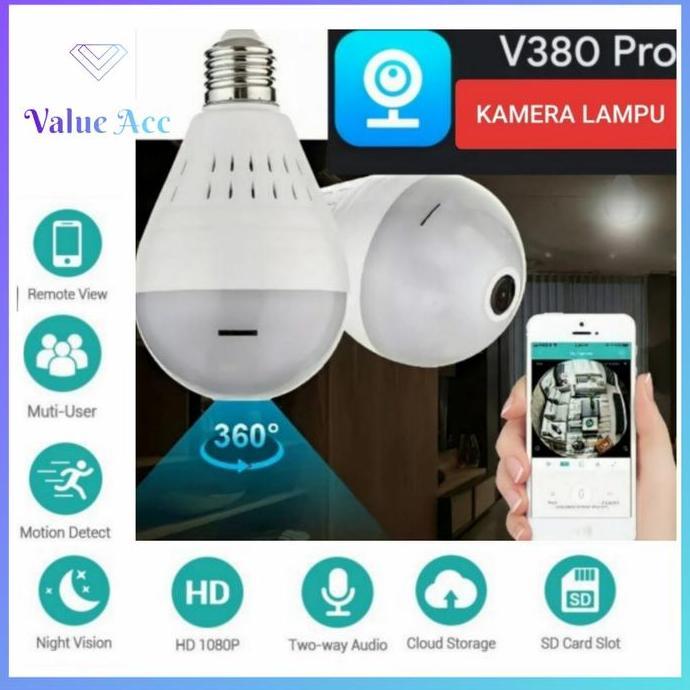 NEW KAMERA WIFI BOHLAM V380 - BULB CCTV - IP CAM 3D PANORAMIC ORI