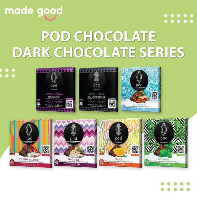 NEW DARK CHOCOLATE SERIES - COKELAT HITAM VEGAN BALI 45 100- POD CHOCOLATE ORI