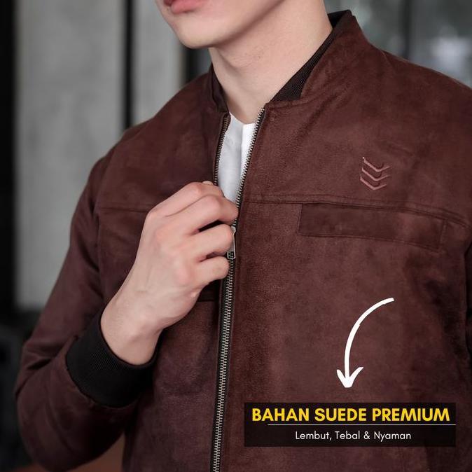 Delibra Jaket Bomber Suede Pria Premium