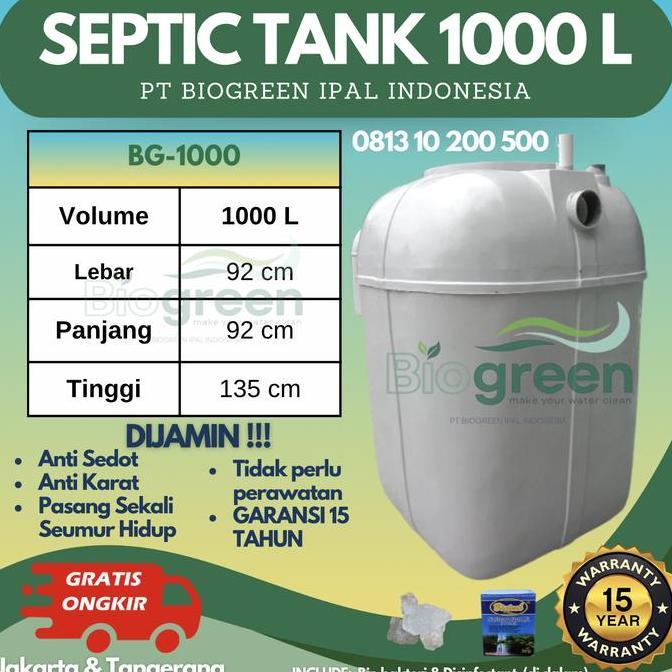 Bst Ready Septic Tank Biogreen 1000 Liter - Frp Fiberglass - Pt Biogreen Ipal Indonesia Best Seller