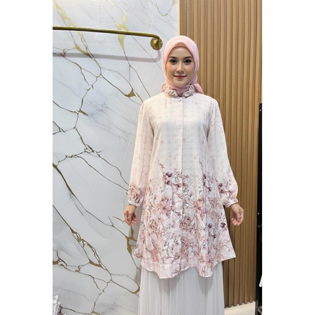 HOT Aluna Tunik Muslim Wanita/ Atasan Tunik wanita lengan panjang/ Bahan Snowy