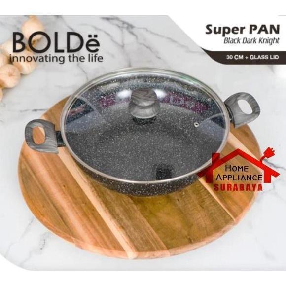 HARGA DISC - BOLDe Super Pan 2 Ear Granite Wok Pan 30CM Black Dark Knight - Wajan Kuping Granit 30 C