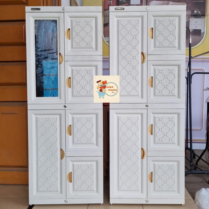 Napolly Lemari Plastik Cermin 4 Tingkat Putih Polos - Lemari Anak Kost - Lemari Murah Medan