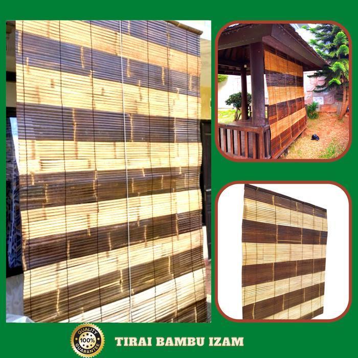 Tirai Bambu Kerei Hitam Motif Natural 2,5mx2,5m tirai bambu motif kerei bambu wulung tirai pintu tir