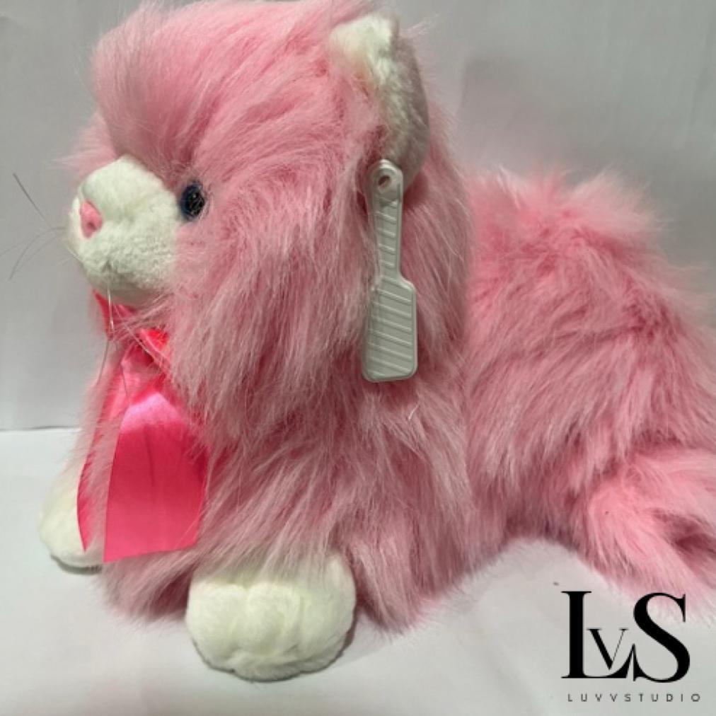 Limited Boneka Anak Kucing Anggora Bulu Panjang Pink Jumbo 50Cm Boneka Hadiah Mainan Anak Lucu Gemoy