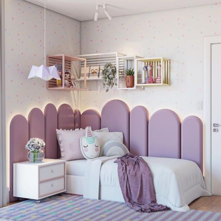 Murah Headboard Premium / Plus Lampu Led / Wall Panel 3D / Bahan Kulit Oscar / Ikeru01