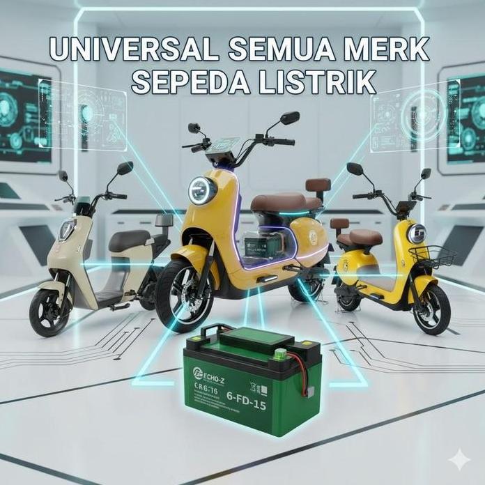 Aki Sepeda Listrik 12V 15Ah Echo-Z Original - Baterai Selis Universal Cocok Semua Merk Garansi Resmi