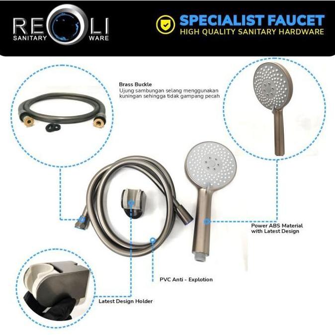 Shower Set Hand Shower Mandi Hand Head Kepala Air Paket REOLI