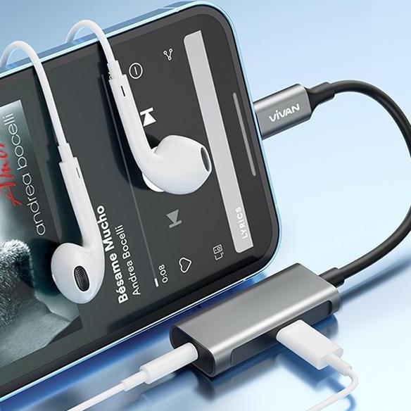VIVAN Converter Audio Headset Mic Lightning Jack AUX Iphone VAL01 02