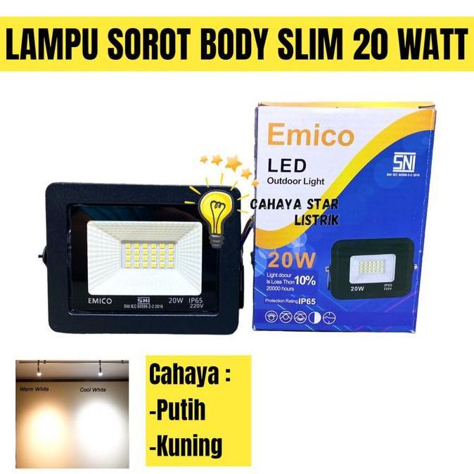 LAMPU SOROT LED PUTIH / WARMWHITE EMICO 10 / 20 / 30 / 50 WATT