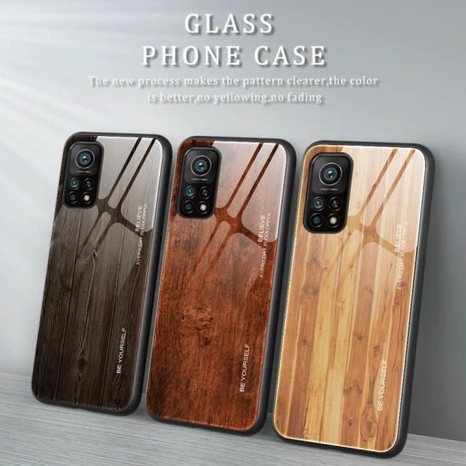 Woodgrain Glass Case Xiaomi Mi 10T Mi10T Pro Mi10TPro Cover Casing HP
