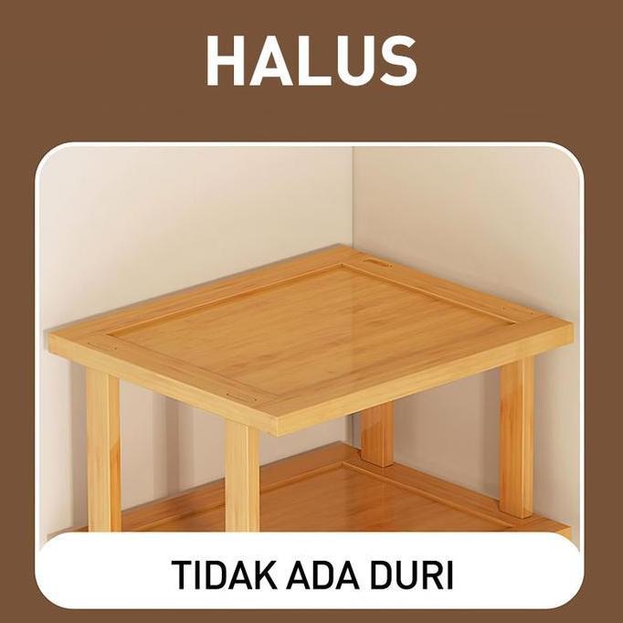 Rak Sepatu Bambu 26LEHUAN 5 Tingkat Hemat Ruang dengan Hanger Warna Kuning