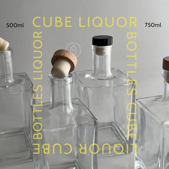 Botol kaca - The Cube Liquor Glass Bottle -  Botol Liquor