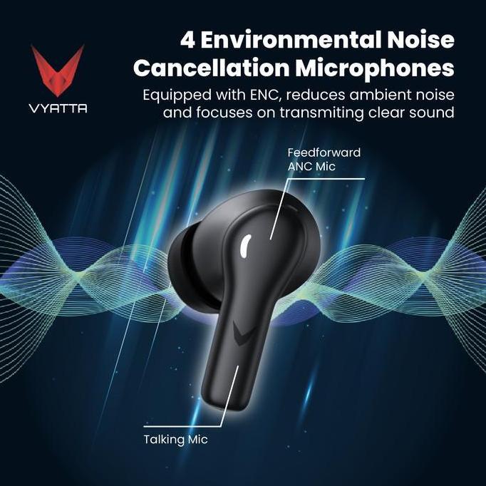 VYATTA AIRBOOM ANC S TWS BLUETOOTH HEADSET EARPHONE 25DB 4 MIC ENC