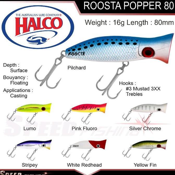 Lure HALCO Roosta Popper 80 Umpan Popping Floating 80mm 16gr