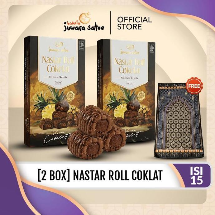 JUWARA SATOE [ 2 BOX ] PAKET NASTAR ROLL COKLAT 15s  FREE SAJADAH TRAVEL - MAKANAN SNACK OLEH-OLEH K