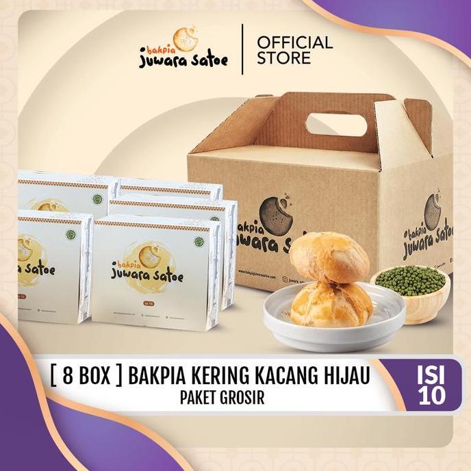 (juwara satoe x bundasuksespasti) Paket Grosir 8 Box Bakpia Kering Kacang Hijau - Makanan Snack Oleh