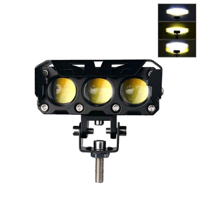 Murah  Lampu Tembak Sorot Depan Mobil 3 Mata Led Motor 12V Putih Kuning White Yellow Agya Calya Avan