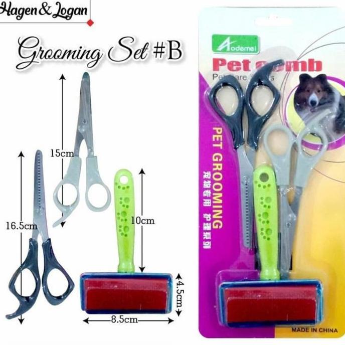 Aodemei - Pet Grooming Set Sisir Dan Gunting/Alat Grooming Set