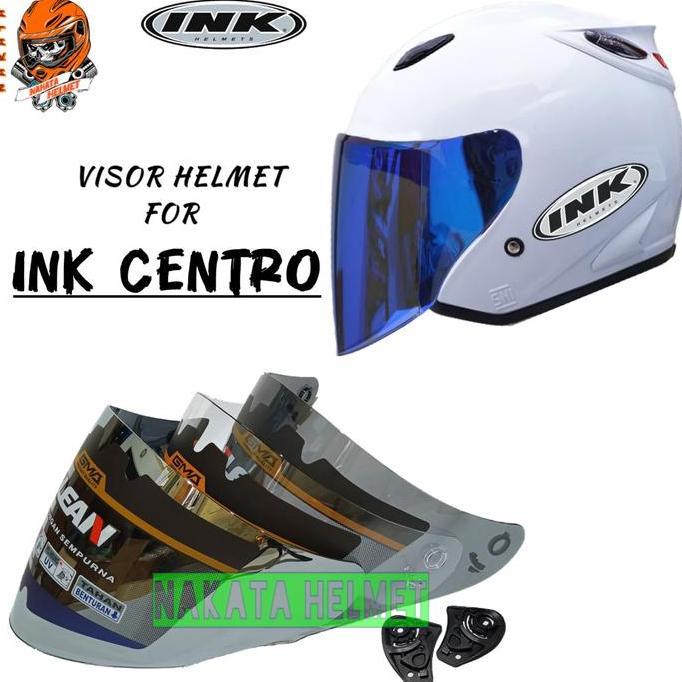 Kaca helm INK CENTRO flat visor helmet ink centro jet solid motif  hitam red gold blue bening