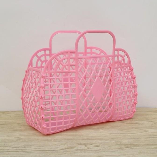 TAS KERANJANG HAMPERS TAS JIINJING PLASTIK HOLLOW JELLY KADO SORVENIR