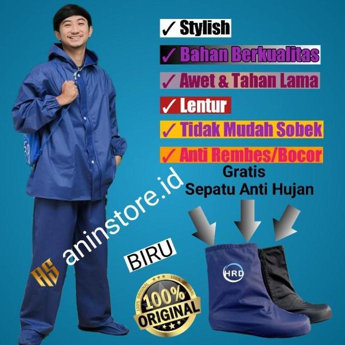 Paket lengkap Jas hujan HRD dan Cover Sepatu