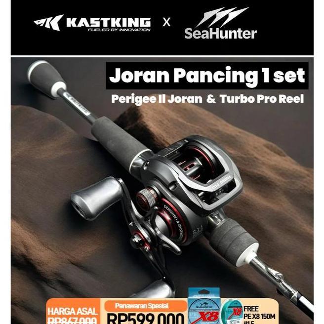 Seahunter X Kastking Joran Pancing 1 Set Peree Ii Joran Ul Power Rod Turbo Pro 8.11 Gear Ratio Bc Ba