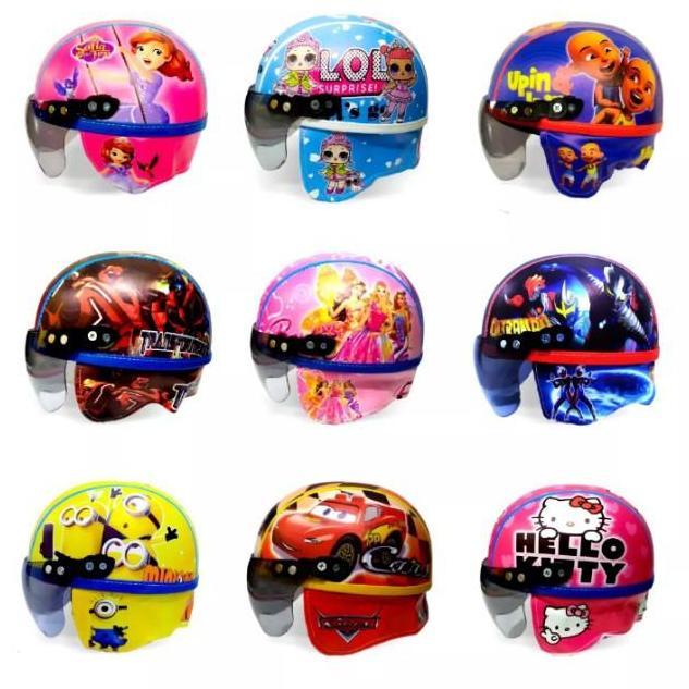 Helm Anak Lucu Retro Bogo Motif Karakter untuk usia 2- 5 Tahun + Kaca