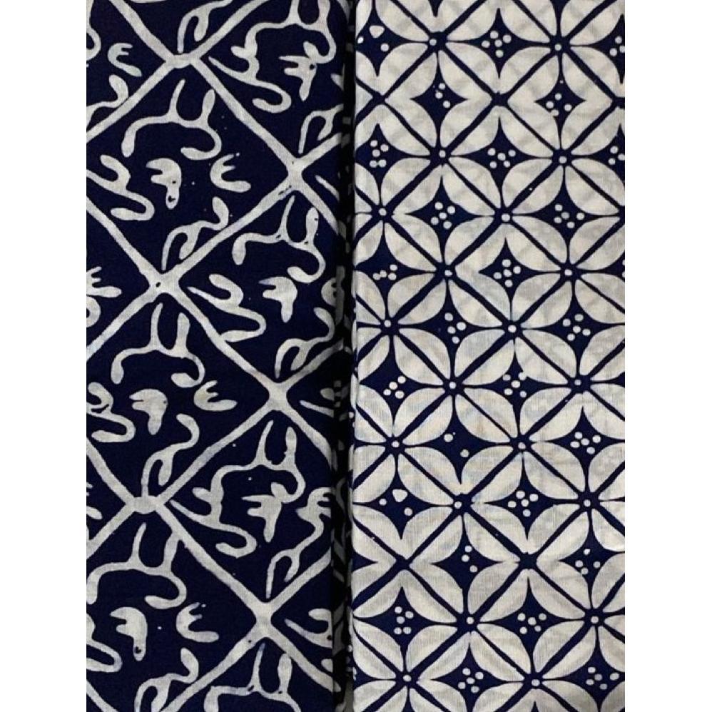 SUPER DEAL ATASAN BLOUSE BATIK WANITA - DAYARDHI - MOTIF KEMBANG KOPI NAVY
