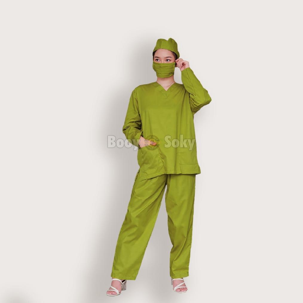 Termudah Baju Jaga Ok, Baju Oka Lengan Panjang, Seragam Medis - Hijau Lemon