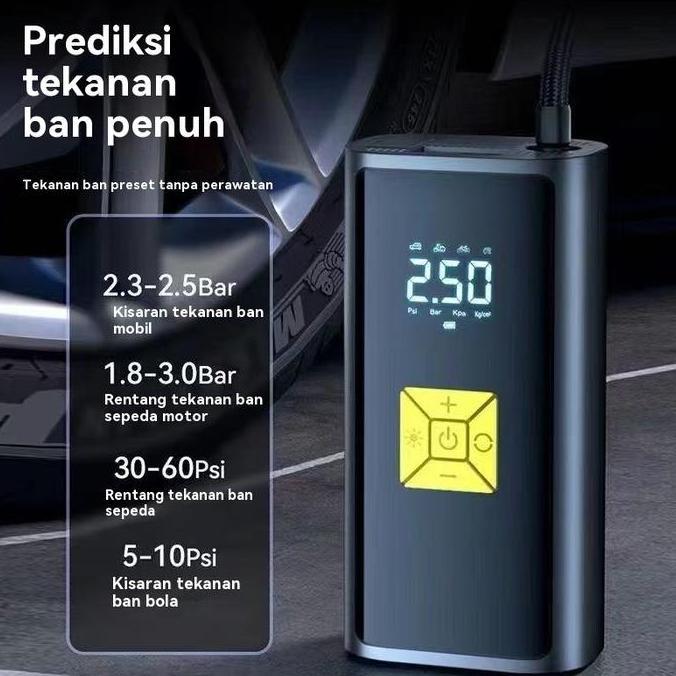 Promo Ready Stock Latreeskin Pompa Ban Mobil Elektrik - Portabel Nirkabel Dengan Tampilan Cerdas, De