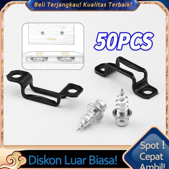 GIRARDY 50pcs Plat Knock Down Skrup/Wall Panel Clip Connector Plat Skrup Besi Hitam Knock Down Fitti