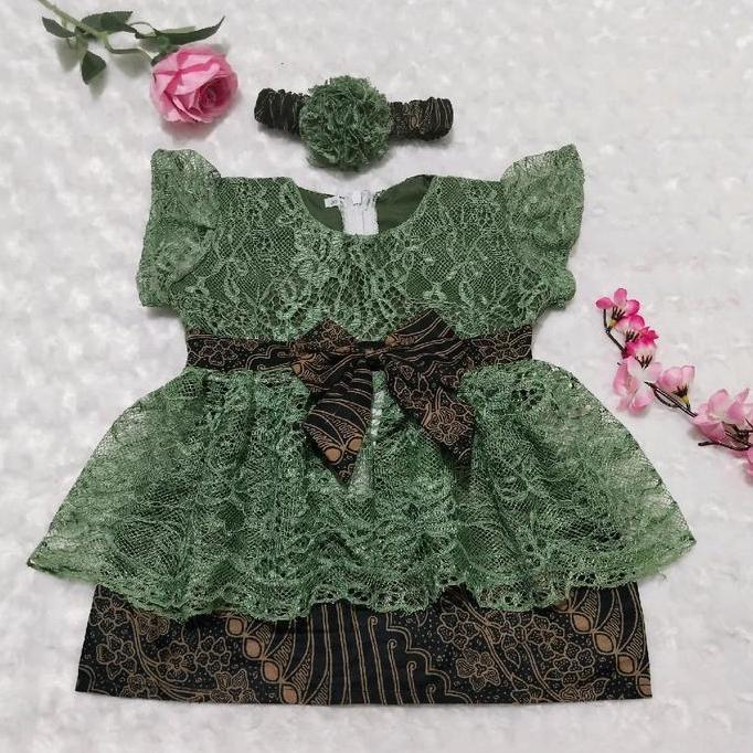 Ebijwaro- Kebaya Bayi / Kebaya Anak / Baju Pesta Anak Model Setelan Dress Warna Sage