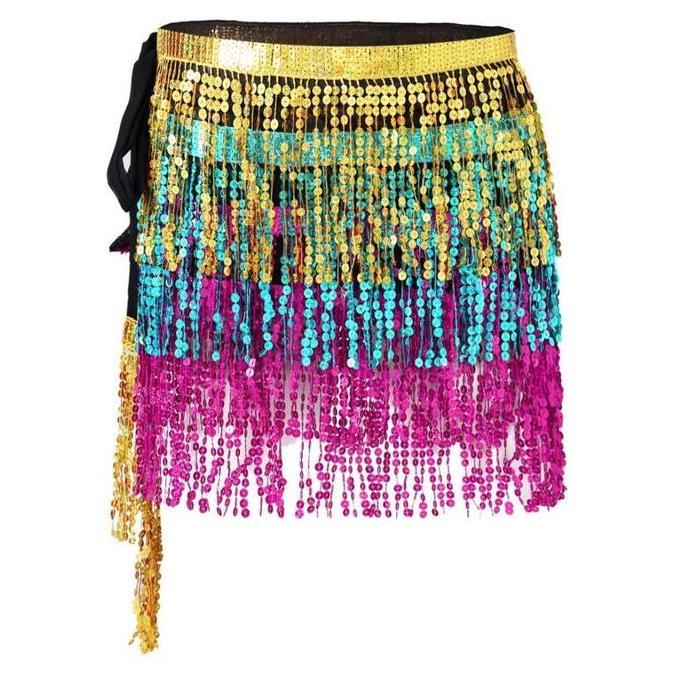 FKINAPE Sabuk Belly Dance Rok Belly Dance Wanita Payet Ikat Pinggang Belly Dance Manik Rumbai Belly 
