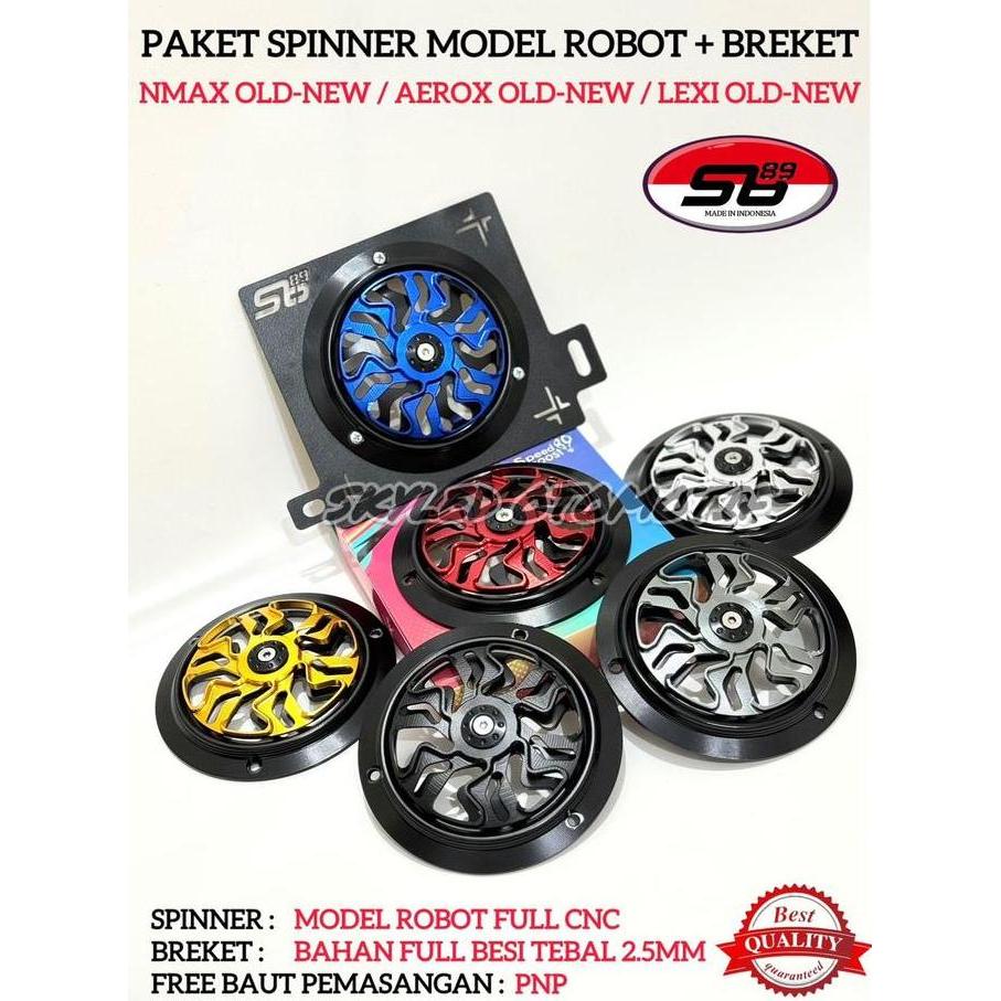 Sale Paket 2In1 Spinner Cover Radiator Model Robot + Breket Sb89 Untuk Motor Nmax Old-New Aerox Old-