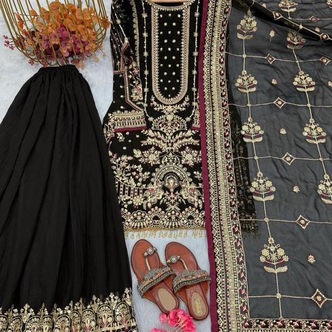 Setelan baju wanita asli india warna hitam FW