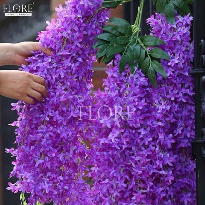 Okushonga- Bunga Wisteria Jumbo Juntai /[1 Lusin] Juntai Wisteria Jumbo Gantung Daun Rambat Plastik-