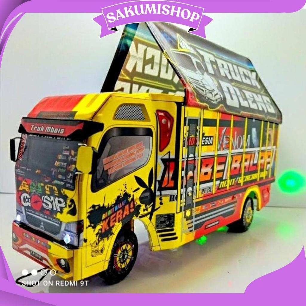Truk Oleng Miniatur Triplek LED Aman Anak ZH PROMO