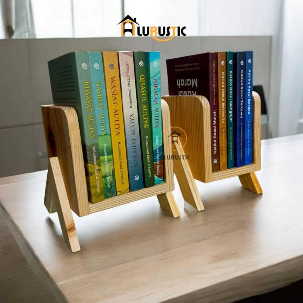 New Rak Buku Kayu Aesthetic | Rak Meja Kerja Minimalis Kantor Atk | Dekorasi Rustic