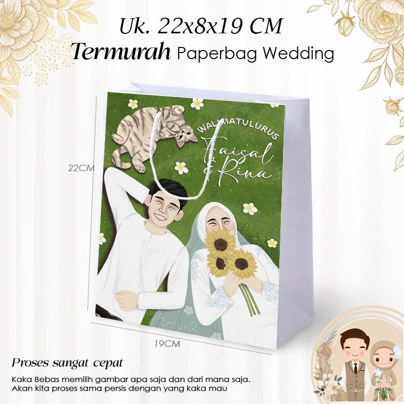 Goodie Bag Wedding Custom | Paperbag Pernikahan Elegan Putih | Paper Bag Kado Nikah Bebas Desain