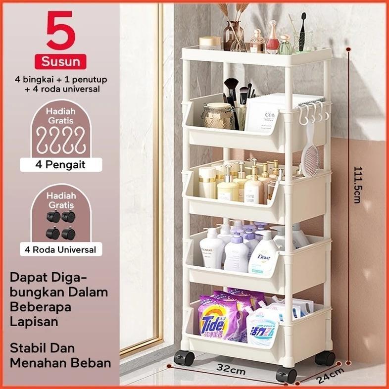 Termurah *Ac* Rak Portable 34 Tingkat Dengan Roda Cocok Untuk Buku, Mainan, Dan Perlengkapan Rumah