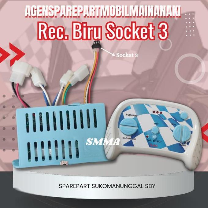 Remote Control + Receiver Mobil Mainan Aki 2,4Ghz Biru 12V Modul Mobil Mainan Aki Anak