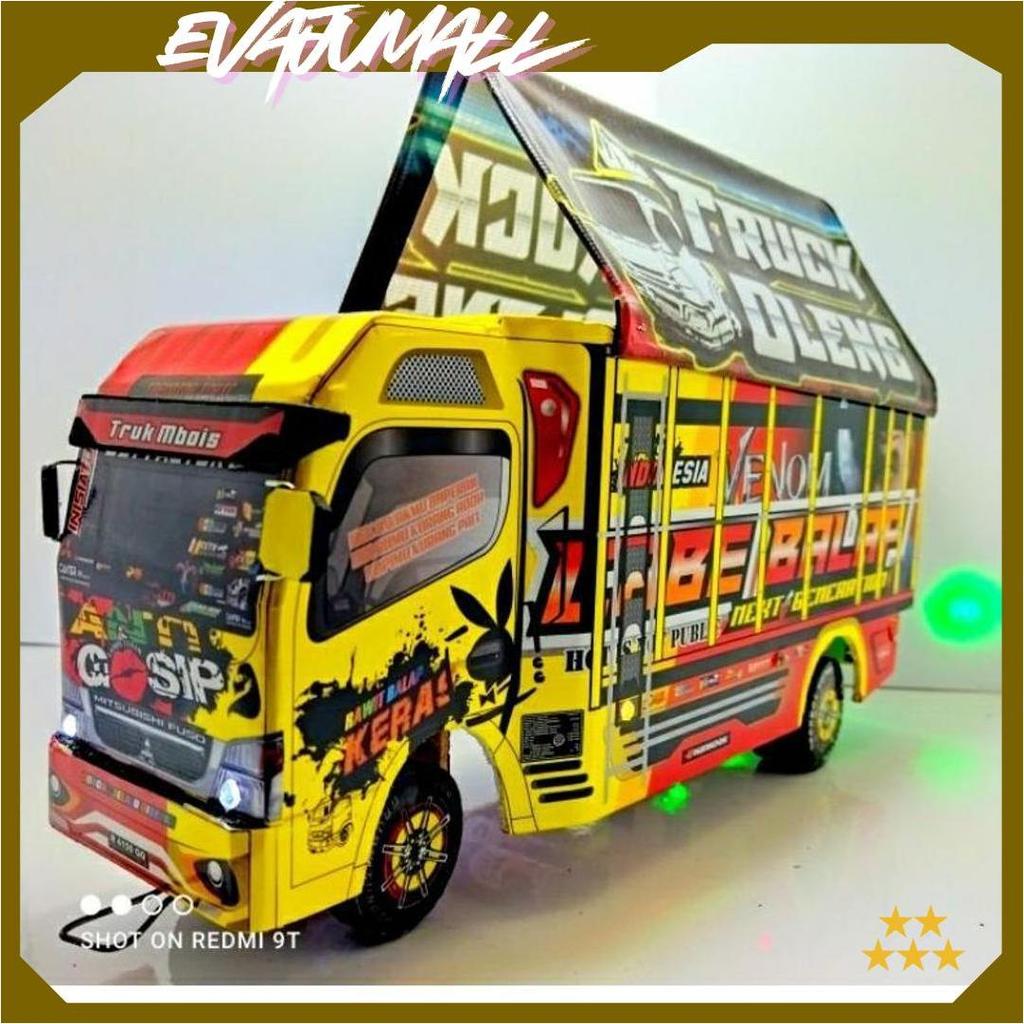 Truk Oleng Miniatur Triplek LED Aman Anak ZH ORI