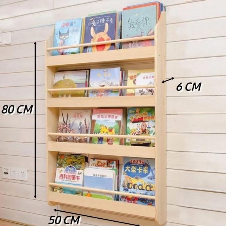 Mulus Rak Buku Kayu Dinding / Rak Buku Susun / Rak Buku Anak Tempel Dinding